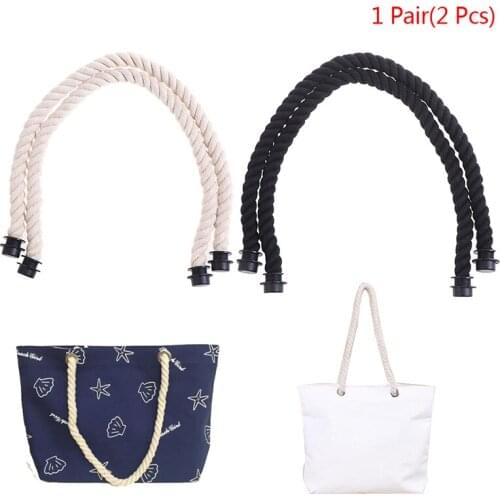 New 1 Pair Long 70CM Black Natural Hemp Rope Handle For O Bag Obag Women Handbag Classic Mini EVA Bag