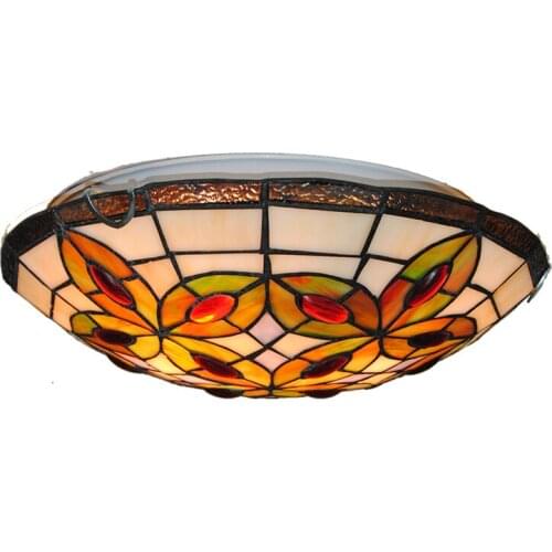 New Classic Creative Leaf Stained Glass Ceiling Lamp 12/16 Inch European Style Retro Corridor Balcony Aisle Light Lighting CL292