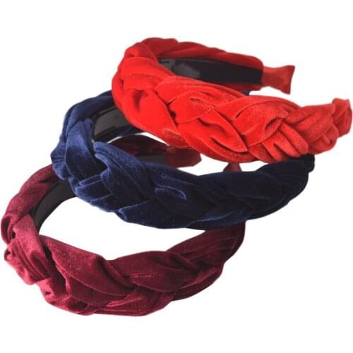 Velvet Twist Braid Headband for Women Fashion Solid Color Handmade Non Slip Teeth Hairbands Hair Hoop Girls Hair Accessories