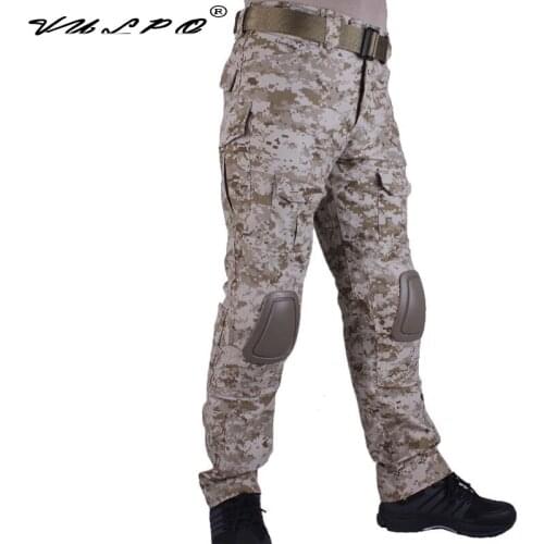 Hunting camouflage pants tactische Broek Desert Digital DD broek en kniebeschermers militaire game cosplay uniform