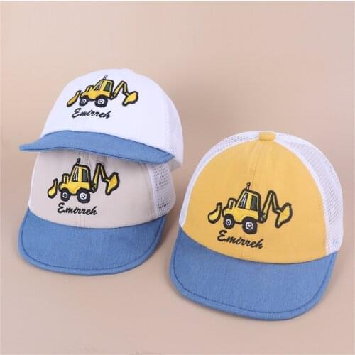 1-2Y Baby Sun Hat Baseball Cap Breathable Net Embroidery Cartoons Printing Hat Prevent Ultraviolet Rays Lovely Hat