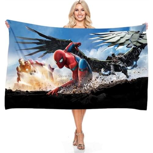 Marvel Spider Man Towel Digital Printing Microfiber Beach Towel Bath Towel for Adult Children Boys Girls Bathroom Swimming Towel