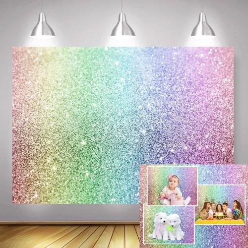 Rainbow Glitter Bokeh Birthday Backdrop Dreamy Baby Kids Girl Portrait Photography Background Glint Spots Still Life Photocall
