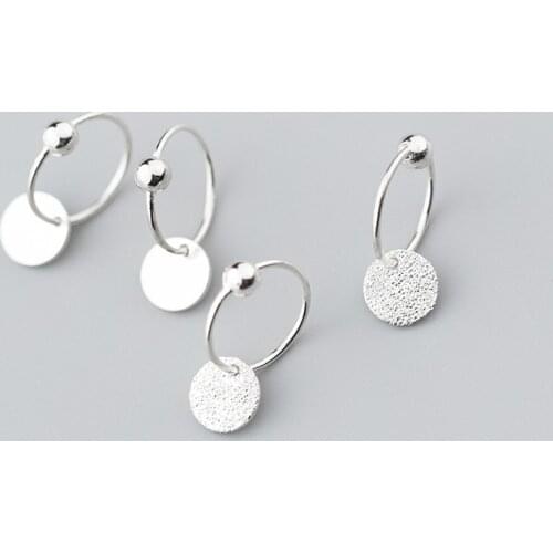 925 Sterling Silver Minimalist Round Bead Hoop Earrings For Trendy Women Party Fashion Jewelry OL Accessories Gift