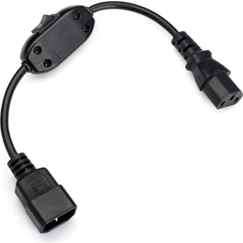 LBSC IEC 320 Mains Power C14 to C13 Male to Female Extension Cord Cable with Switch-30CM