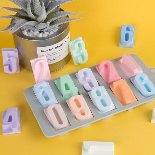 Silicone Concrete Letter Plaster Mold 3D Digital Numbers Chocolat Molds Fondant Cake Baking Pastry clay mold DIY Deco Tools