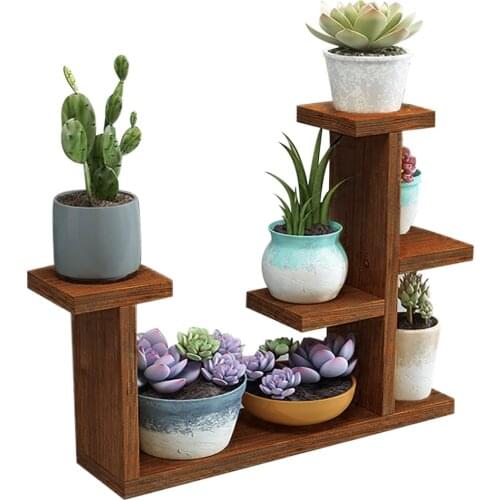 Rack Shelf Flower Display Stand Simple Indoor Organizer Bonsai Desk Balcony Garden Wooden Plant Shelves