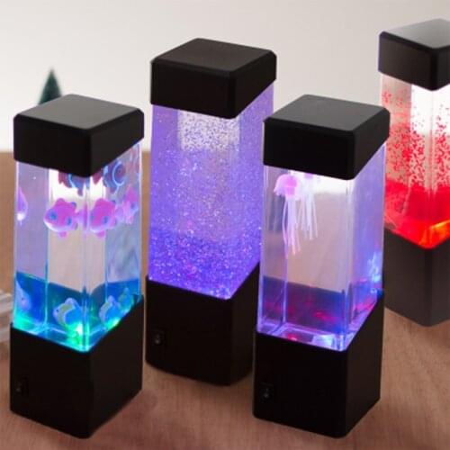 Led Jellyfish Tank Night Light Color Changing Table Lamp Aquarium Electric Mood