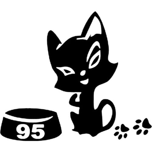 12cm*10cm Cat on A Gas Tank 95 Reflective Funny Car Sticker Vinyl Decal Silver/black Auto Stickers for Bumper Rear Window