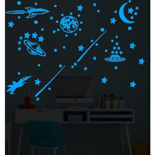 Planet Luminous Wall Stickers,Stars and Moon Wall Decor,Luminous Moon Wall Decoration,Wall Decals for Living Room Decoration