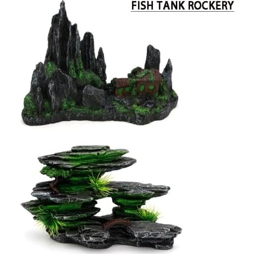 Fish Tank Landscaping Decoration Resin Rockery Aquarium Decorations Stone Mountain View Furniture Pet supplies decoration