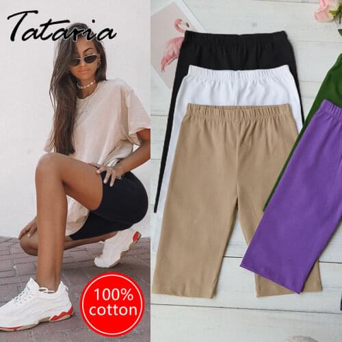 Womens Cycling Shorts with High Waist Casual Elastic White Cotton Slimming Sexy Super Short Summer Women Biker Shorts Black