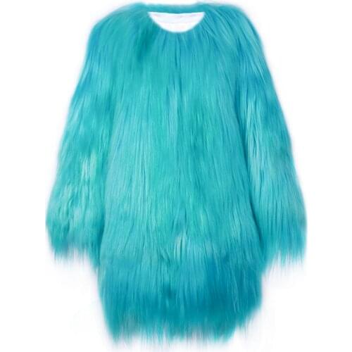 YOLOAgain High Quality Full Pelt Women Long Real Fur Coat Natural Goat Fur Coat