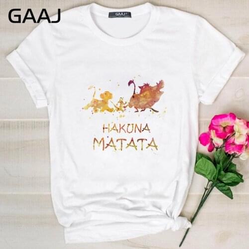 GAAJ "Hakuna Matata Keep Calm" T Shirt Women Korean Summer Woman T-Shirt Woman Shirts Streetwear Tee Shirt 27UDK