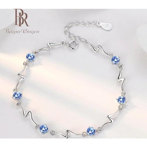 Womens Bracelets 925 Sterling Silver Jewelry Natural Sea Blue Topaz Wedding Engagement Bracelet For Women Hot Christmas Gift