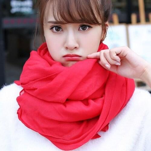 Soft Red/Blue/Green/Yellow Women Scarf Fashion Autumn Winter Ladies Solid Color Scarves 175cm Cotton And Linen Female Scarf