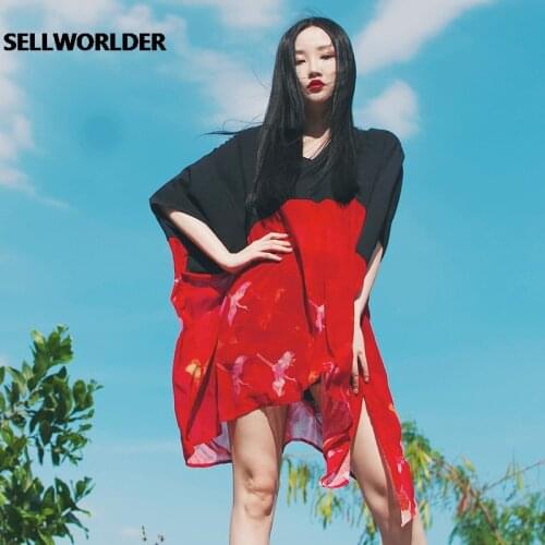 2021 Woman Japanese Kimono Style Splicing Perspective dress Loose Crane print dress