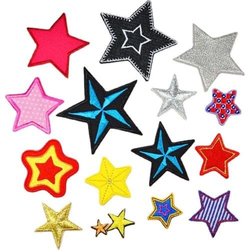 1PCS Sequin Badges Patches for Clothing Star Shape Embroidered Applique Sewing Patch Iron on Embroidery Accessories for Clothes