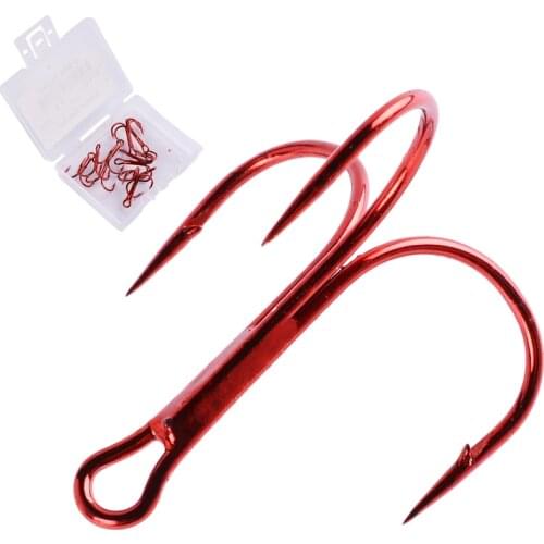 10pc / set Fishing Hooks High Steel Carbon Treble Fishing Hook Round Folded Saltwater Bass 3/0 # -14 # Fishhooks Tackle Tools