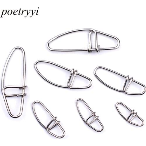 POETRYYI 100PCS High Quality Stainless Steel Hook Lock Snap Swivel Solid Rings Safety Snaps Fishing Hooks Connector Y20