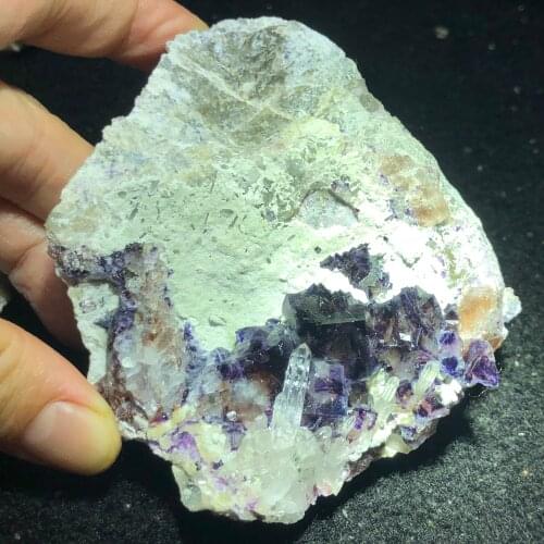 14.3gNatural purple fluorite and crystal mineral specimen stone home decoration aura healing round vein teaching QUARTZ GEM