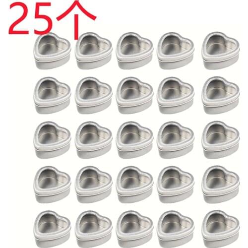 25-Pack 2Oz Empty Heart Shaped Silver Metal Tins with Clear Window for Candle Making, Candies, Gifts & Treasures