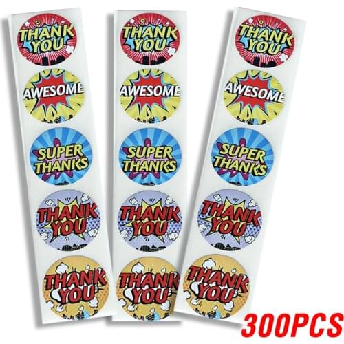 50-500pcs Children Thank you Stickers Label Set for Kids Birthday Party Supplies School Awards stationery reward Stickers Tags