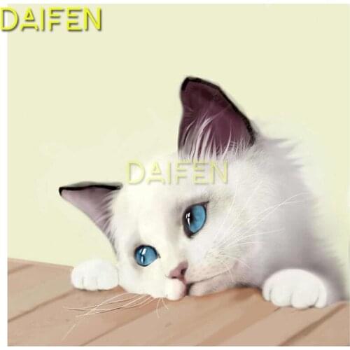 5D DIY Diamond painting Cross stitch white cat Full Round Diamond mosaic white cat Full Square Diamond embroidery white cat