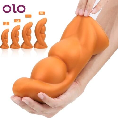 OLO Soft Huge Anal Plug Big Butt Plug Beads Anus Expansion Stimulator Prostate Massage Erotic Anal Sex Toys For Woman Men