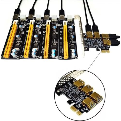 ASM1184E Usb 3.0 Pci-E Riser Card PCI Express Rabbet GPU 4X 8X 16X Extender Riser Adapter Card Sata 6 Pin Extension Power Cable