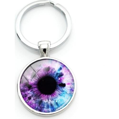 TAFREE Beauty Starry Sky Black Eyeball Keychains Gorgeous Eye Pattern Glass Dome Key Rings Hot Jewelry Gifts For Friends