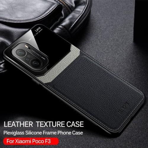Leather Texture Covers For Xiaomi Poco F3 Case PocoF3 Pocophone F 3 Little Poxo Poko Pocco 3F Plexiglass Silicone Frame Fundas