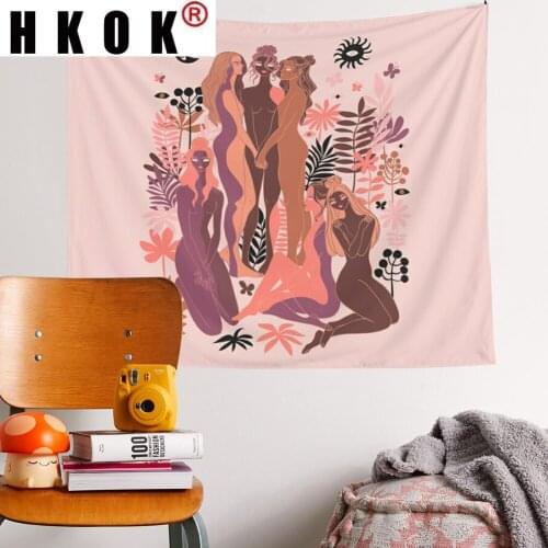 HKOK Flower Plant Girls Hair Tapestry Wall Hanging Covering Rugs Background Cloth Beach Mat Blanket Art Bedroom Dorm Home Decor