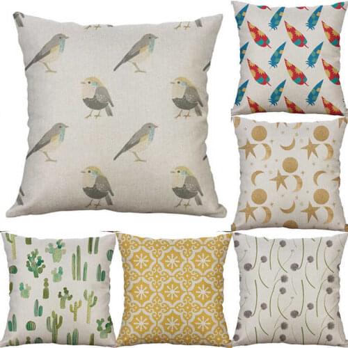Printing Cotton Linen shivering Sofa Home Case Pillow Cushion Decor Bird Cover