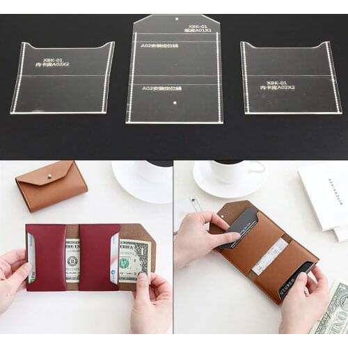Leather Wallet Acrylic Template Mold ID Bank Card Bag Acrylic Pattern DIY Leather Craft Bag Stencil Sewing Pattern Supplies