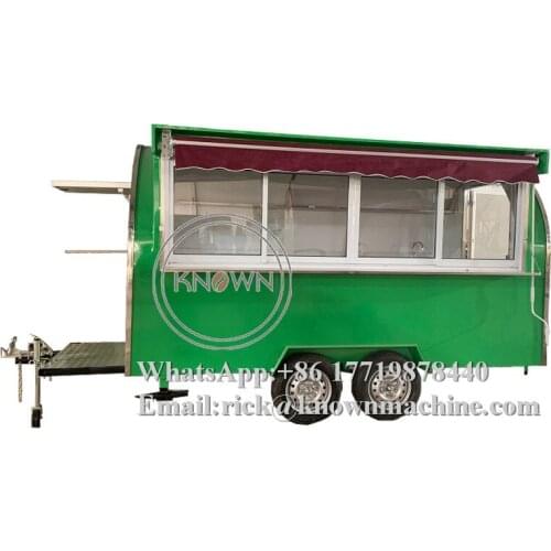 Round catering cart mobile street food trailer/hot dog/ snack carts with customzie length and sliding windows and canopies