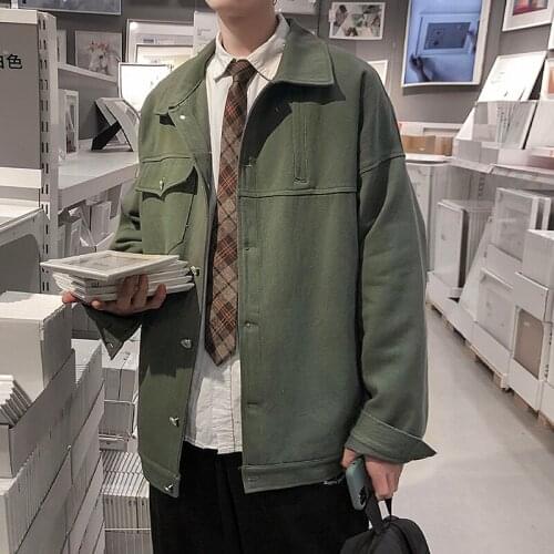 Plus Size 5XL-M Japan Style Back Print Loose Casual Jackets For Men Clothing 2021 Turn Down Collar Long Sleeve Outwear Coats Hot