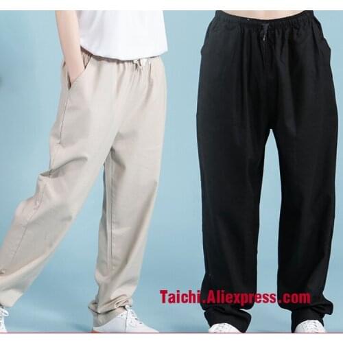 Flax Tai Chi Kung Fu Martial Art Yoga Pants With Pocket 7 Colors Free Shipping