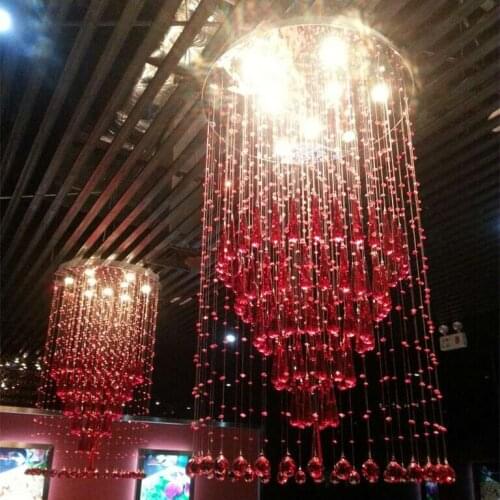 Modern minimalist red crystal chandelier creative personality fashion stair lamp living room dining room chandelier