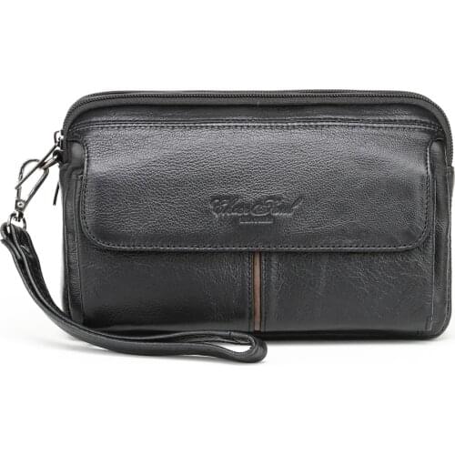 Fashion Genuine Leather Clutch Purse Men Wallets Wristlet Party Evening Clutch Bags for Man Coin Cell Phone Pouch bolsa male