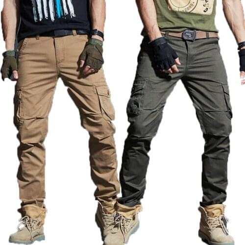 100%Cotton Men Camouflage Pants Outdoor Tactical Work Cargo Pants Military Camo Training Sports Large Size Loose Casual Trousers