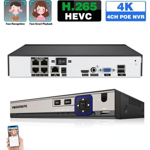 8MP POE NVR Security Camera System 4CH 4K CCTV NVR Recorder 4 Channel H.265 XMEYE Network Surveillance Video Recorder ONVIF 5MP