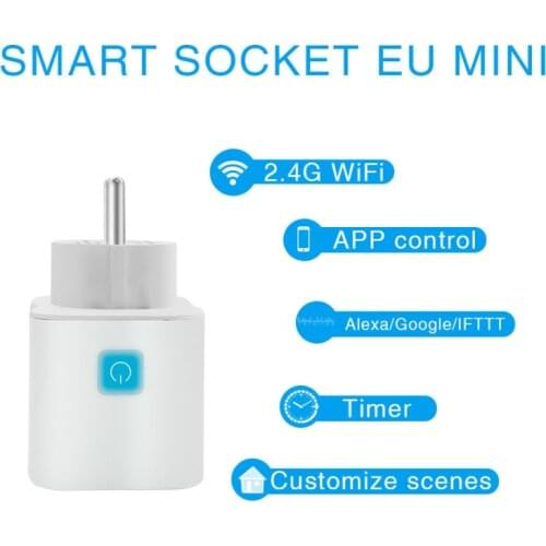 WiFi EU Smart Plug 10A 90-250V Adapter Wireless Remote Voice Control Power Monitor Timer Socket For Google Home Alexa