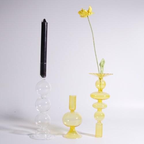 Glass Candle Holder for Wedding Nordic Candle Holders Decor Candle Stand Glass Flower Vase Decorative Candlestick Holder