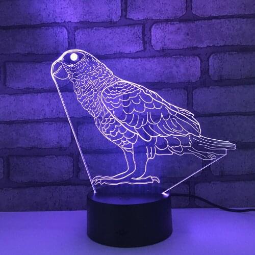 Parrot Bird LED 3D Night Light 7 Color Change Desk Light Action Figures 1878 Boys Girls Christmas Toys