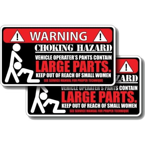 SZWL 2 X Funny Choking Hazard LARGE PARTS Personality Car Sticker Waterproof PVC Decal Automobile Accessories,14cm*7cm