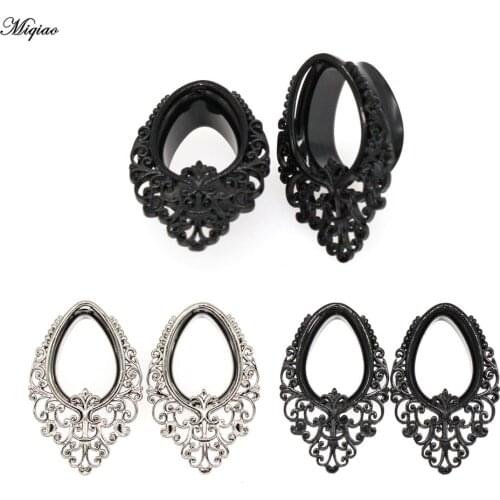 Miqiao 1 Pair Water Drop Ear Plugs Tunnels Stainless Steel Ear Gauges Expanders Piercing Body Fashion Jewelry 8-25mm New