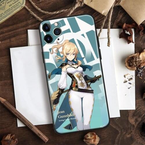 Jean Genshin Impact Soft Silicone Tempered Glass Phone Case Cover Shell For iPhone SE 6 6s 7 8 Plus X XR XS 11 12 Mini Pro Max
