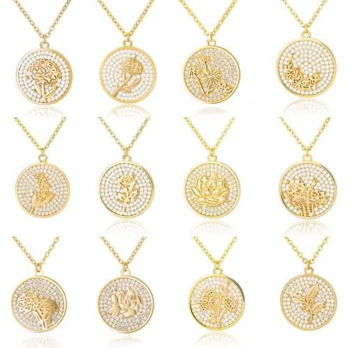 Crystal Flower Necklace January February March April May June July August September October November December Birthday Flowers