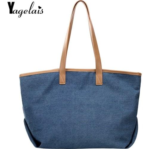 Large capacity womens handbags shopper shoulder handbag high quality 2019 soft canvas ladies womens purses and hand bags Fold
